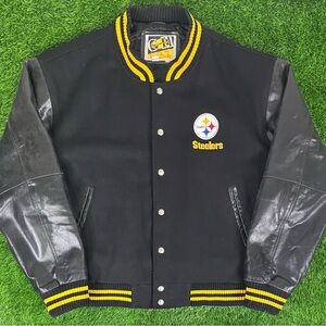 VTG 90s G-III Carl Banks NFL Pittsburgh Steelers Football Leather Jacket Mens M